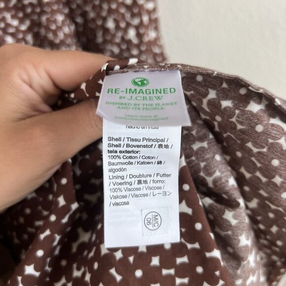 J. Crew Drop-waist cotton poplin mini dress in mocha floral Women’s Size 4 - Picture 11 of 13